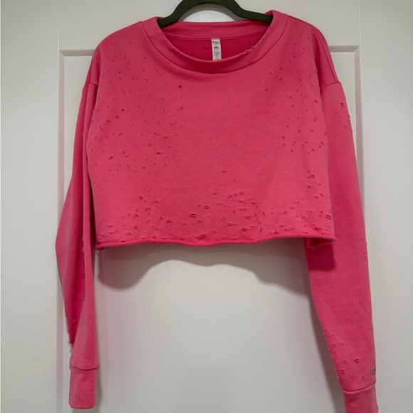 ALO Yoga Tops - ALO distressed cropped crewneck